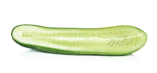 Half cucumber isolated on white