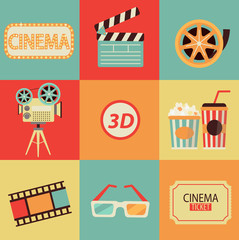 Fototapeta premium Set of cinema icons.