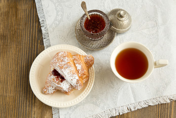 fresh croissants with jam
