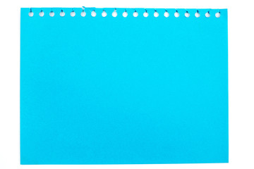 Blue note paper top view isolated on white background, Mock up f
