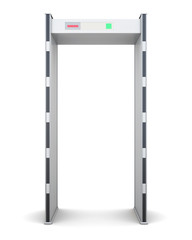Frame of the metal detector isolated on white background. Front view. 3d rendering.