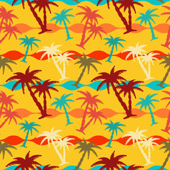 Summer seamless pattern with palm trees