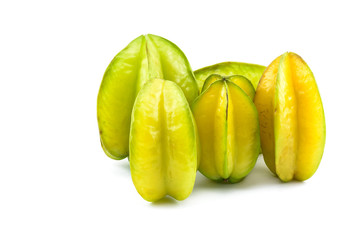 Carambola on white background, Star apple, star fruit.