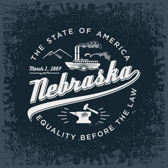 Небраска штат Америки, стилизованная эмблема на темном фоне