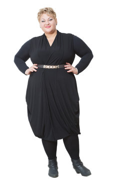 Smiling Fat Woman In Black Dress