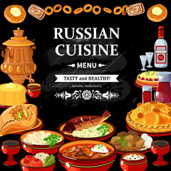 Russian Cuisine Menu Black Board Poster 