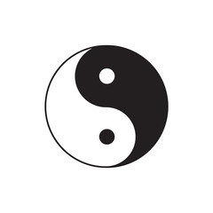 Yin Yang sign icon.  Feng shui symbol. White and black. Isolated Flat design