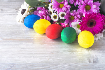 Easter decoration eggs and flowers