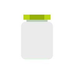 Empty glass jar with green lid icon 