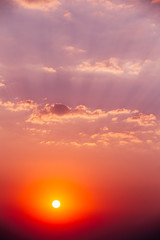 Fototapeta premium Beautiful Sunset Sunrise Background. Yellow, Orange And Purple C