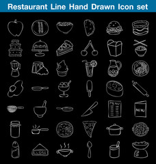 Restaurant line icon set