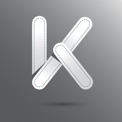 K letter with water white and gray color . Vector design templat