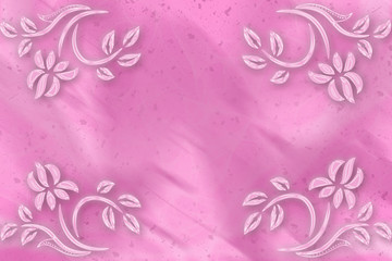 pink background blur with flowers in the corners. the corners of the flowers have a texture and create a frame. for registration of a wedding photo, newborn.