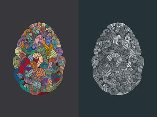 egg or oval shaped organic smoky motif illustration