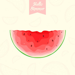 Slice of watermelon in vector. Hello summer.