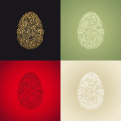 egg or oval shaped organic smoky motif illustration