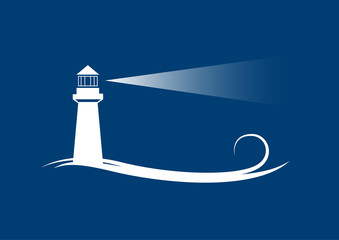 Vector banner lighthouse in blue background - 106191764