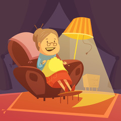 Grandmother Knitting Illustration 
