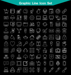 Graphic shop line icon set 