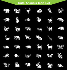 Cute animals icon set 