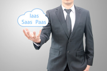 Saas, Iaas, Paas cloud computing technology concept on hand of a