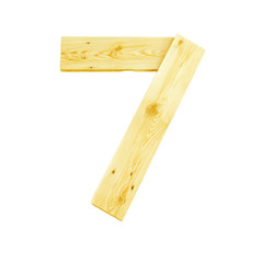 Wooden digit isolated on white background