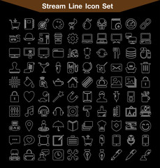 Stream line icon set