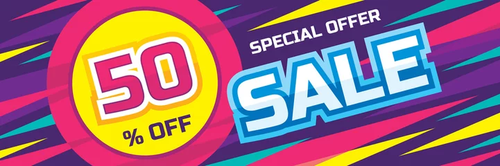 Fotobehang Sale abstract vector origami horizontal banner - special offer 50% off. Sale vector banner. Sale abstract background. Super big sale design layout. Sale banner template. © serkorkin