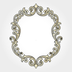Vector vintage border frame engraving with retro ornament Vector