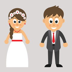 cartoon man in costume and girl in dress