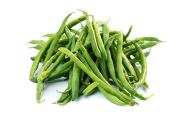 Green beans isolated on a white background.