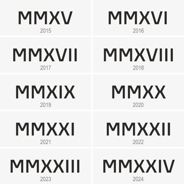 Years from 2015 to 2024 written in Roman numerals