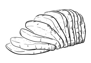 Bread Sketch, a hand drawn vector illustration sketch of a sliced bread.
