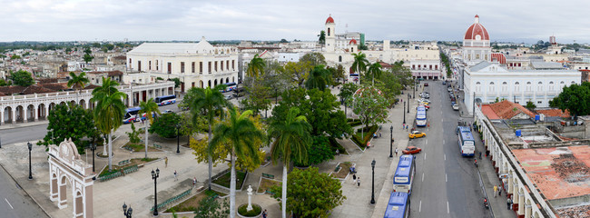 Jose Marti park with Town Hall and Cathedral of Cienfuegos