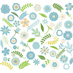 Fototapeta na wymiar Wedding Flower Seamless Pattern.Blue floral set.