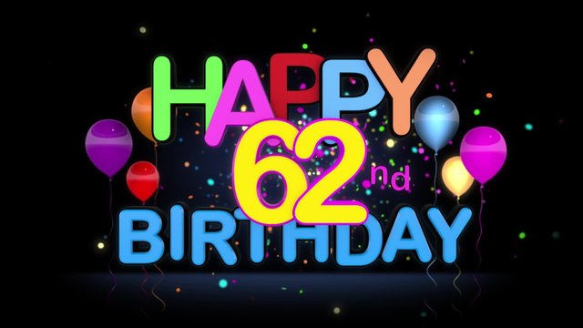 Happy 52nd Birthday Title seamless looping Animation for Presentation with dark Background.