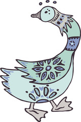 Goose Illustration for design, pattern, textiles. Hand drawn map with goose