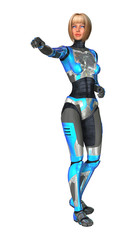 Female Cyborg on White