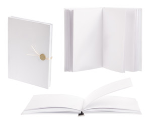 three light books isolated on white