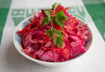 Fresh salad of cabbage and beets