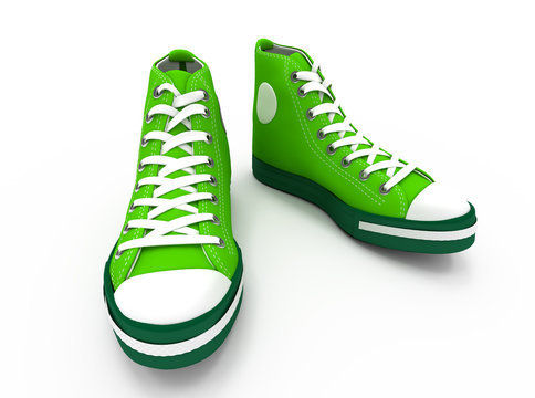 Isolated Green Sneakers.