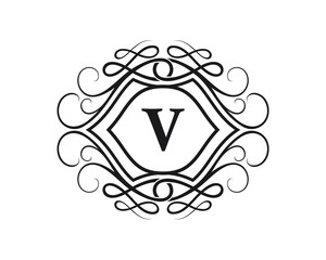V Letter Crest Logo