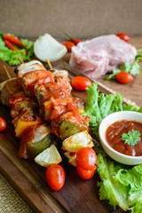 Grilled pork barbecue with sauce