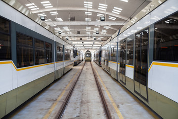 Fototapeta na wymiar Trams in depot