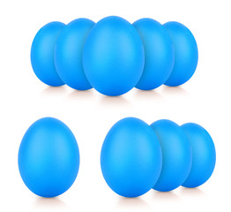 Concept of Easter multi color eggs on white