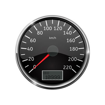 Speedometer. Realistic illustration, with chrome frame