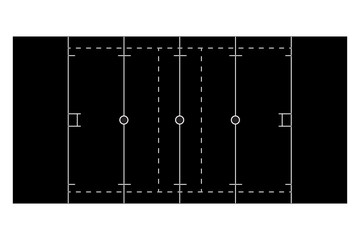 American football field top view. Black icon