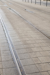 Fototapeta premium Tram Track on Mauritsweg Street, Rotterdam, Holland