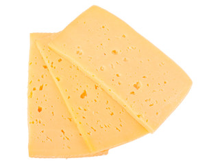  pile of cheese slices isolated on white
