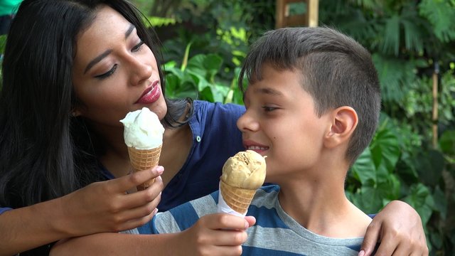 Mother And Son Eating Ice Cream